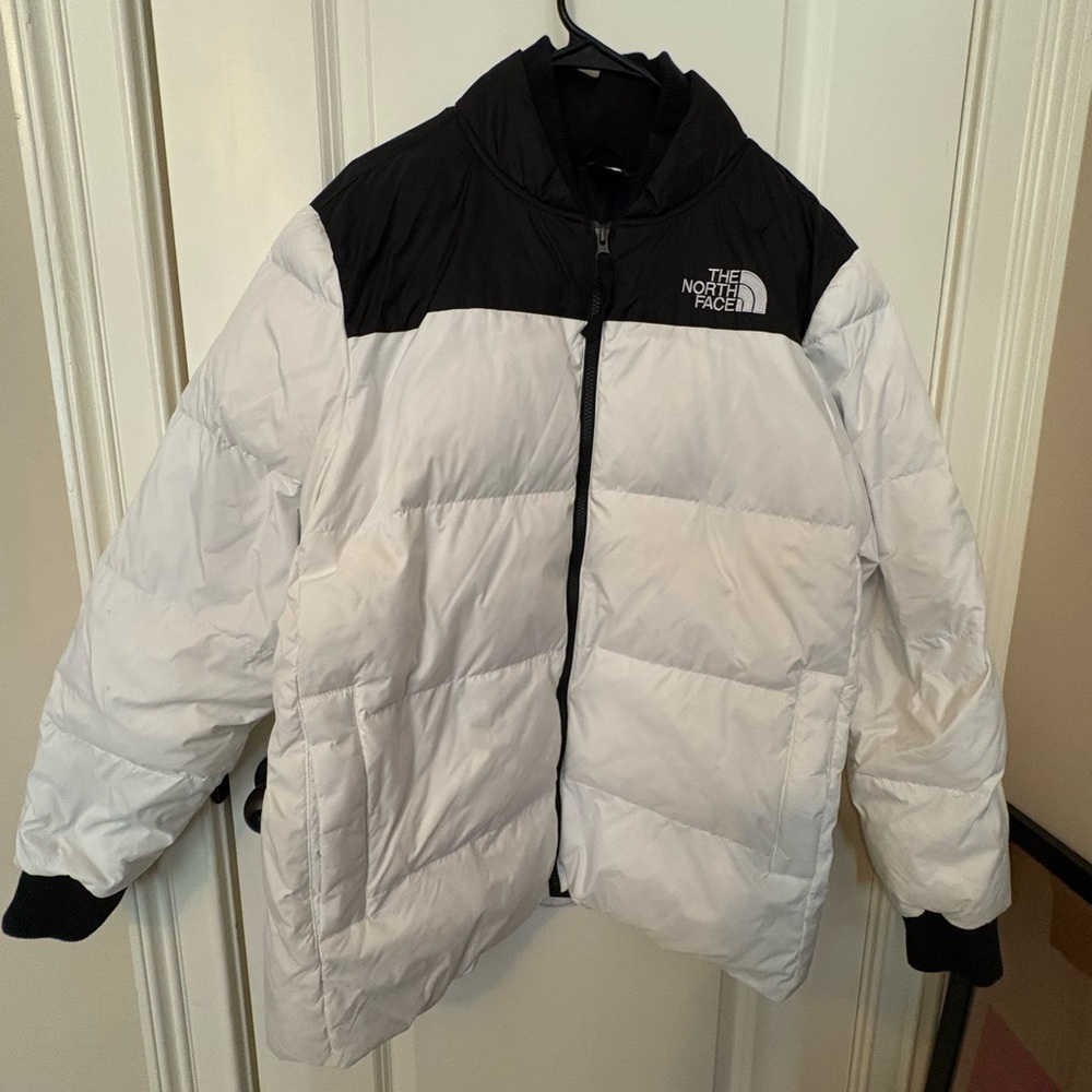 North Face 700 full zip up white puffer jacket